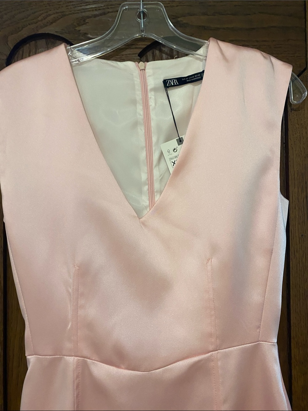 NWT- Zara Light Pink V-Neck Sleeveless Mini Dress - Picture 4 of 6